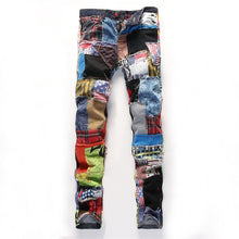 Load image into Gallery viewer, Colorful Jeans Men Denim Pant Patch Jeans Slim Fit Fashion Designer Jeans Fashion Show Jeans Denim Men
